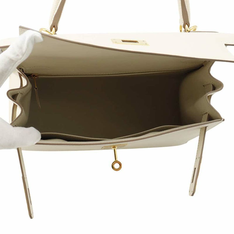 エルメス ハンドバッグ ケリー28 外縫い クレ/ゴールド金具 エプソン Y刻印 2wayショルダー