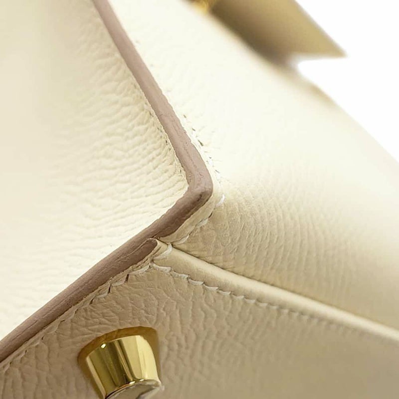 エルメス ハンドバッグ ケリー28 外縫い クレ/ゴールド金具 エプソン Y刻印 2wayショルダー