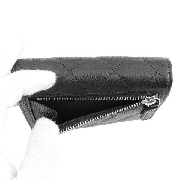 シャネル 三つ折り財布 クラシック スモール フラップ ウォレット キャビアスキン AP0231 CHANEL 黒