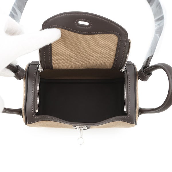エルメス ハンドバッグ リンディ ミニ ムース/バイブルン/シルバー金具 トワルアッシュ/スイフト G刻印 2way