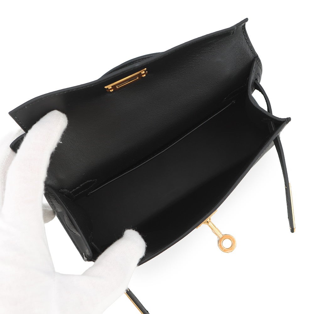エルメス ハンドバッグ ミニケリー2 外縫い ブラック/ゴールド金具