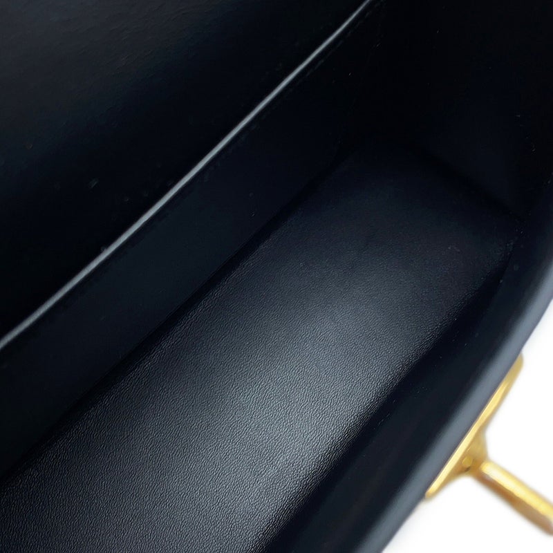 エルメス ハンドバッグ ミニケリー2 外縫い ブラック/ゴールド金具 エプソン G刻印 ２wayショルダー 黒