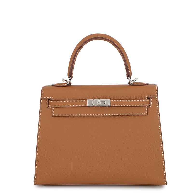 エルメス ハンドバッグ ケリー25 外縫い ゴールド/シルバー金具 エプソン G刻印 HERMES Kelly 2wayバッグ