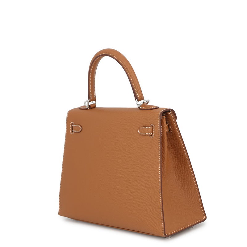 エルメス ハンドバッグ ケリー25 外縫い ゴールド/シルバー金具 エプソン G刻印 HERMES Kelly 2wayバッグ