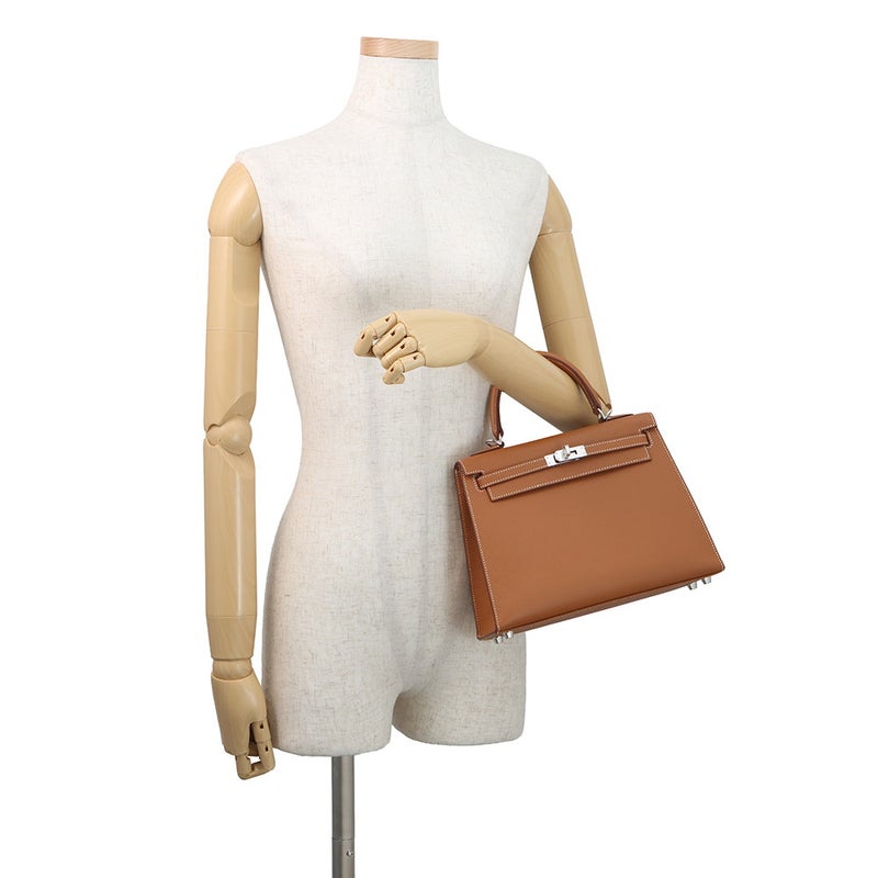 エルメス ハンドバッグ ケリー25 外縫い ゴールド/シルバー金具 エプソン G刻印 HERMES Kelly 2wayバッグ