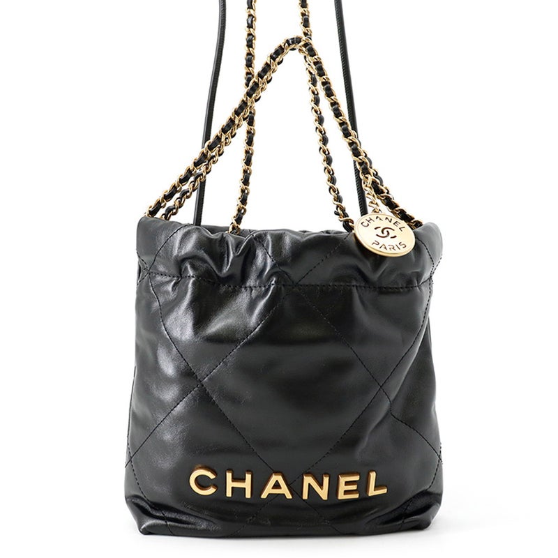 シャネル ハンドバッグ CHANEL22 ミニ ココマーク シャイニーカーフレザー AS3980 CHANEL 2wayショルダーバッグ 黒