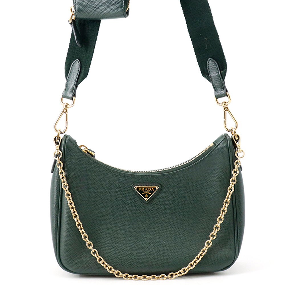 美品　プラダ PRADA　サテンバッグ プラダ クレオ クリスタル サテン バッグ PRADA キラキラ バッグ