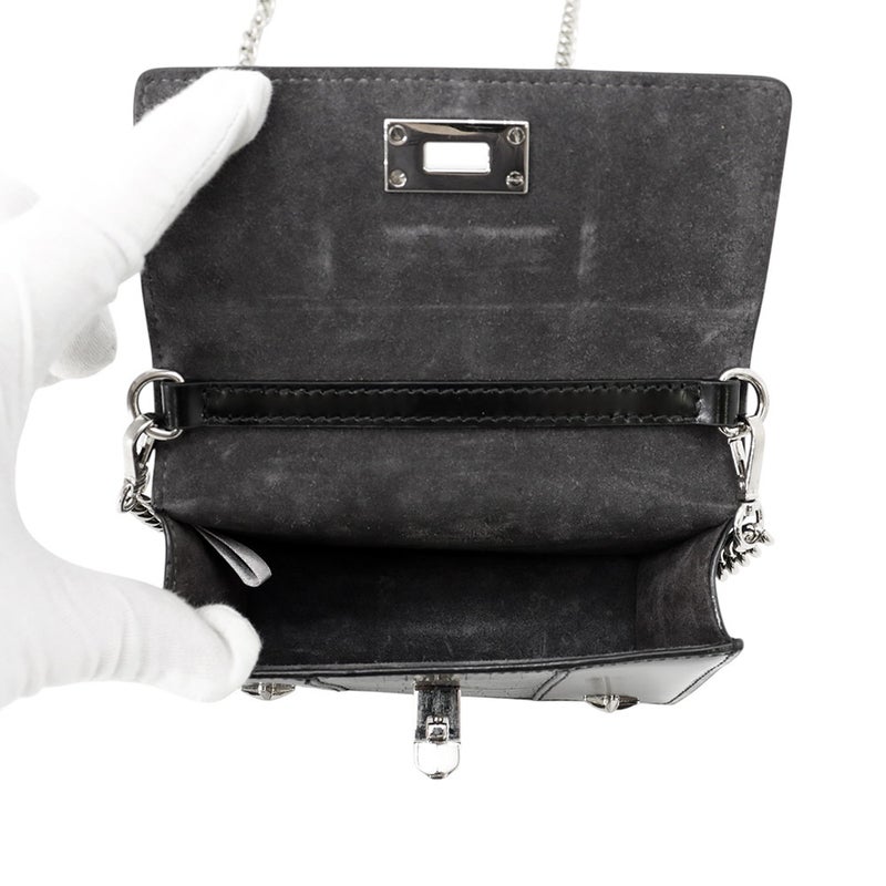 ジミーチュウ チェーンショルダーバッグ スタースタッズ ピクシス クロコ型押しレザー JIMMY CHOO 黒