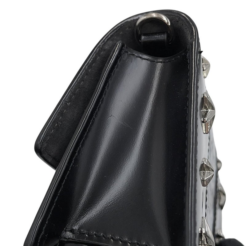 ジミーチュウ チェーンショルダーバッグ スタースタッズ ピクシス クロコ型押しレザー JIMMY CHOO 黒