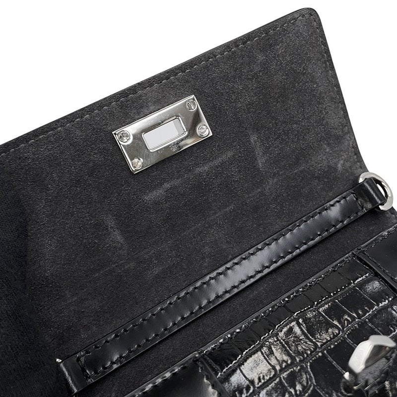 ジミーチュウ チェーンショルダーバッグ スタースタッズ ピクシス クロコ型押しレザー JIMMY CHOO 黒