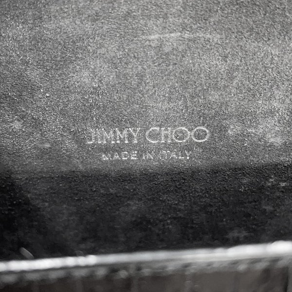 ジミーチュウ チェーンショルダーバッグ スタースタッズ ピクシス クロコ型押しレザー JIMMY CHOO 黒