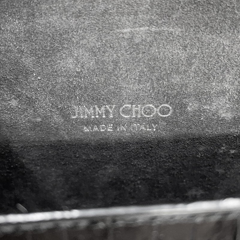 ジミーチュウ チェーンショルダーバッグ スタースタッズ ピクシス クロコ型押しレザー JIMMY CHOO 黒