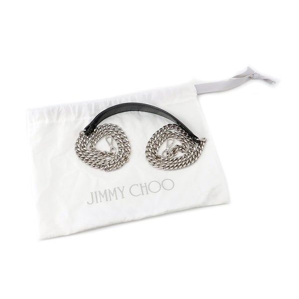 ジミーチュウ チェーンショルダーバッグ スタースタッズ ピクシス クロコ型押しレザー JIMMY CHOO 黒