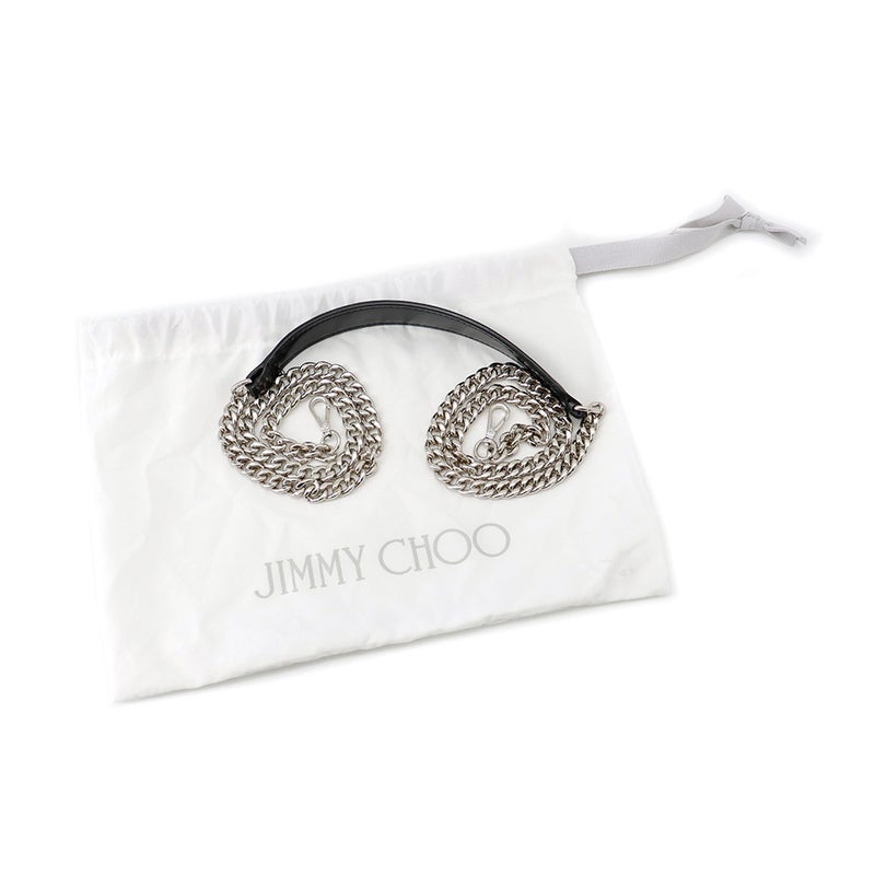 ジミーチュウ チェーンショルダーバッグ スタースタッズ ピクシス クロコ型押しレザー JIMMY CHOO 黒