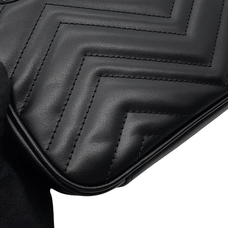 グッチ チェーンショルダーバッグ GGマーモント シェブロン キルティング レザー スモール 446744 GUCCI 黒