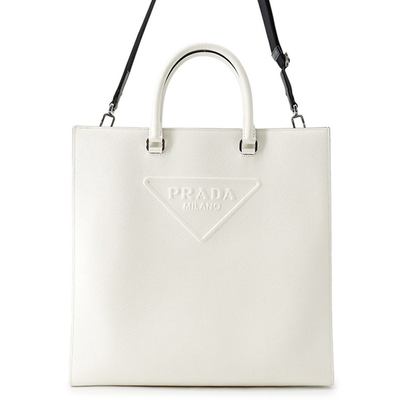 プラダ トートバッグ トライアングル エンボスロゴ サフィアーノ 2VG084 PRADA 2wayショルダーバッグ 白