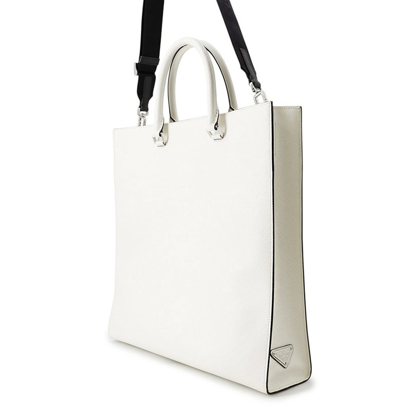 プラダ トートバッグ トライアングル エンボスロゴ サフィアーノ 2VG084 PRADA 2wayショルダーバッグ 白