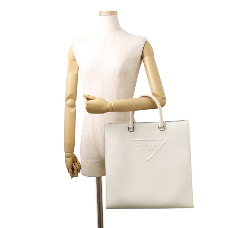 プラダ トートバッグ トライアングル エンボスロゴ サフィアーノ 2VG084 PRADA 2wayショルダーバッグ 白