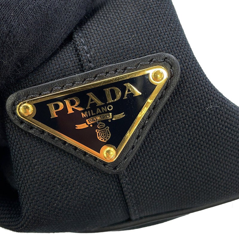 プラダ ハンドバッグ ジャカード トライアングルロゴ キャンバス 1BA172 PRADA 2way 黒