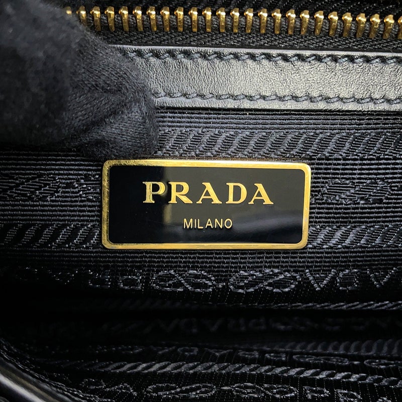 プラダ ハンドバッグ ジャカード トライアングルロゴ キャンバス 1BA172 PRADA 2way 黒