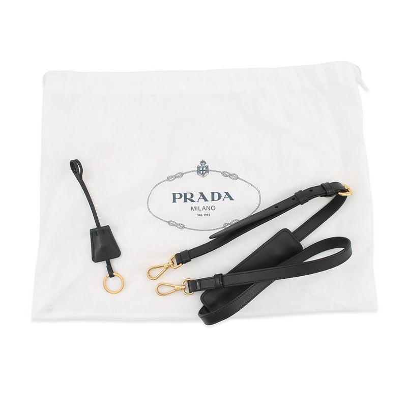 プラダ ハンドバッグ ジャカード トライアングルロゴ キャンバス 1BA172 PRADA 2way 黒