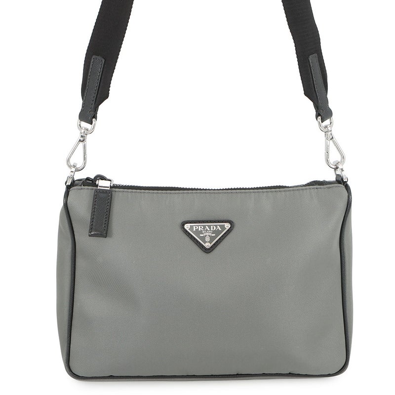 プラダ ショルダーバッグ トライアングルロゴ バイカラー ナイロン レザー 2VH113 PRADA