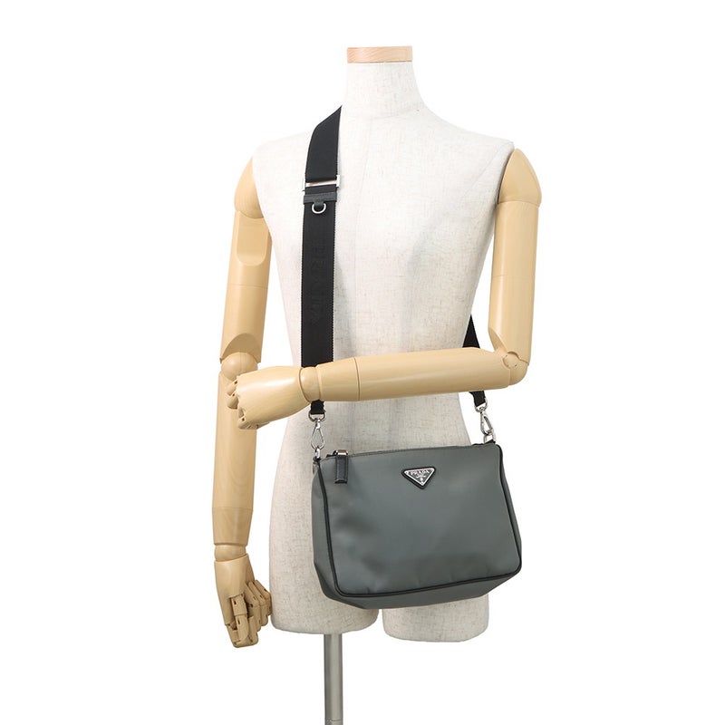 プラダ ショルダーバッグ トライアングルロゴ バイカラー ナイロン レザー 2VH113 PRADA