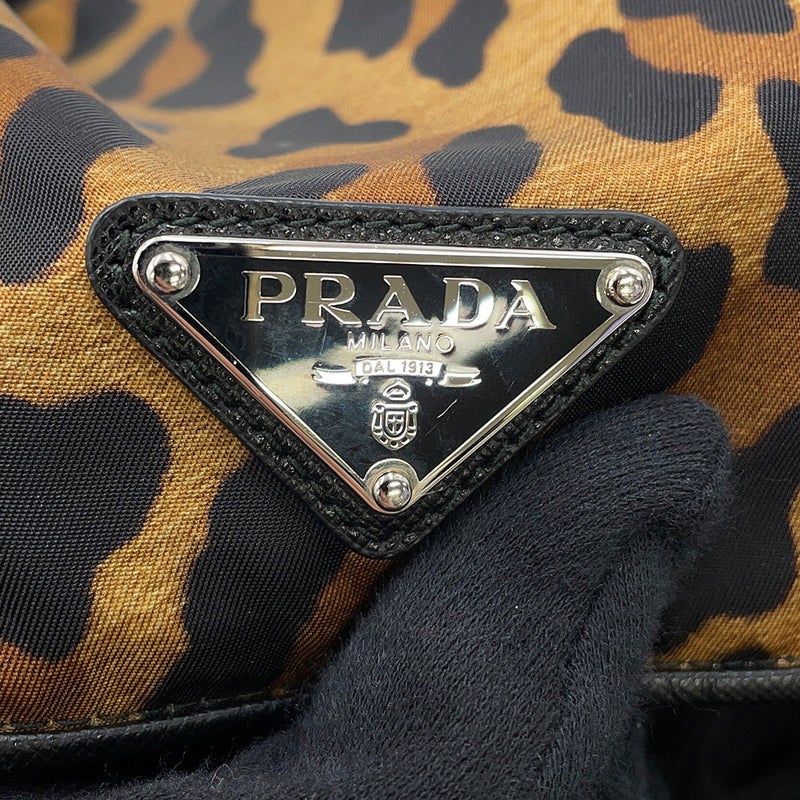 プラダ リュック ナイロン レオパード バックパック 1BZ811 PRADA バッグ リュックサック 黒