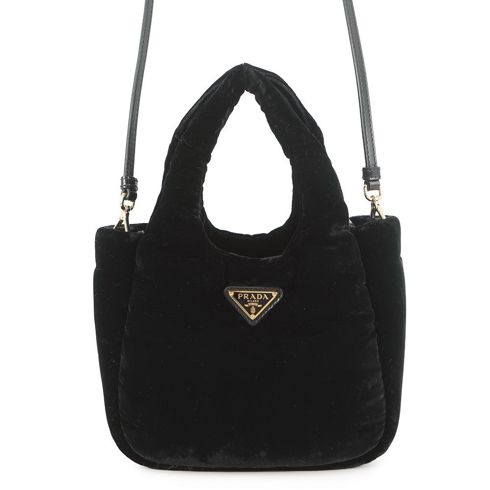 プラダ ハンドバッグ ミニバッグ ベルベット 1BA410 PRADA 2way 黒