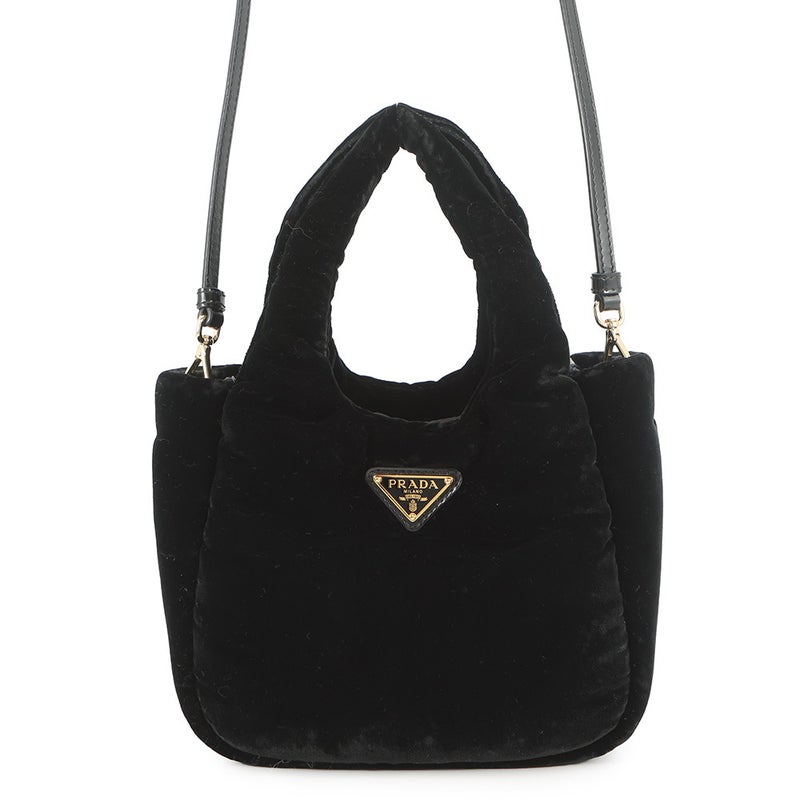 プラダ ハンドバッグ ミニバッグ ベルベット 1BA410 PRADA 2way 黒