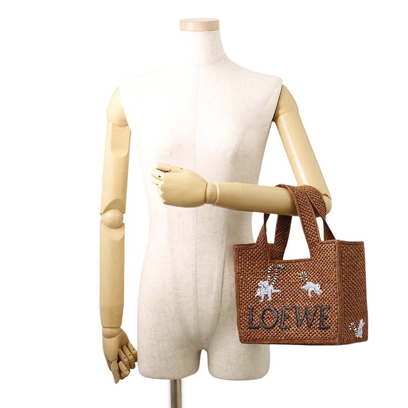ロエベ トートバッグ フォントトート スモール スナ・フジタ ラフィア LOEWE 2wayショルダー かごバッグ ワオキツネザル