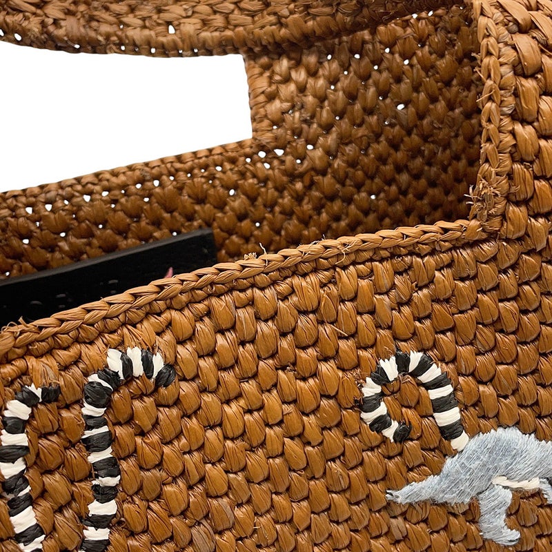 ロエベ トートバッグ フォントトート スモール スナ・フジタ ラフィア LOEWE 2wayショルダー かごバッグ ワオキツネザル