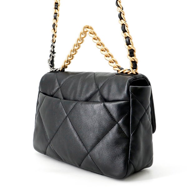 シャネル チェーンショルダーバッグ CHANEL19 マトラッセ ココマーク シャイニーラムスキン AS1160 CHANEL 黒