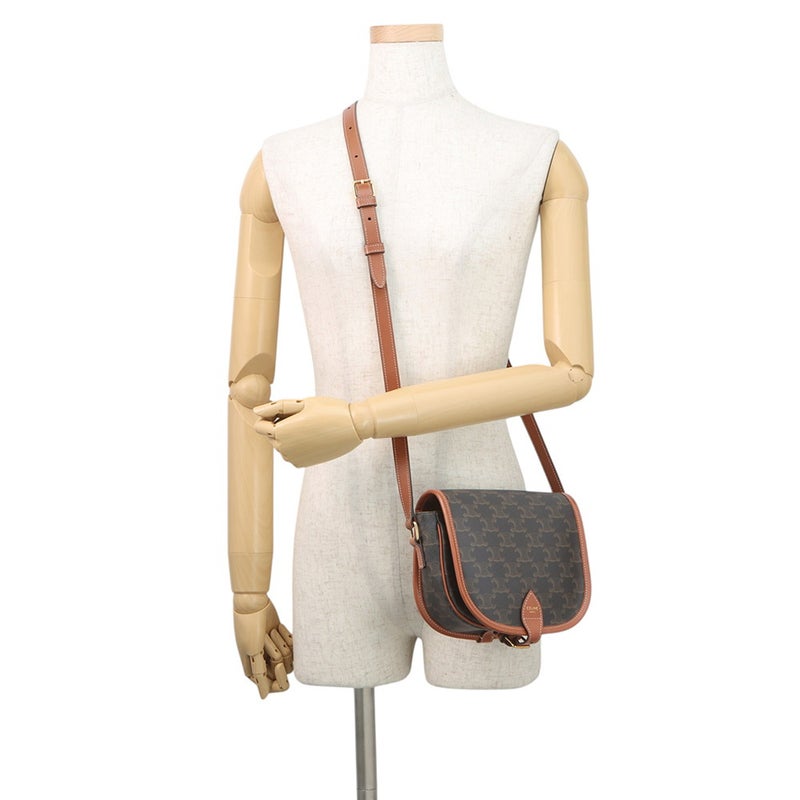セリーヌ ショルダーバッグ ミディアム フォルコ トリオンフ PVC/カーフレザー 191502 CELINE ブラウン