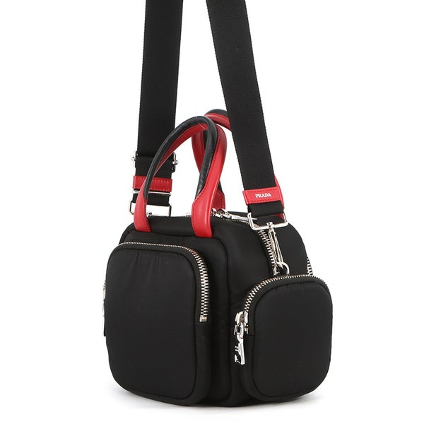 プラダ ハンドバッグ マルチポケット ナイロン/レザー 1BB061 PRADA 2wayショルダーバッグ 黒