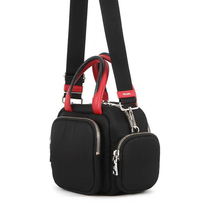 プラダ ハンドバッグ マルチポケット ナイロン/レザー 1BB061 PRADA 2wayショルダーバッグ 黒