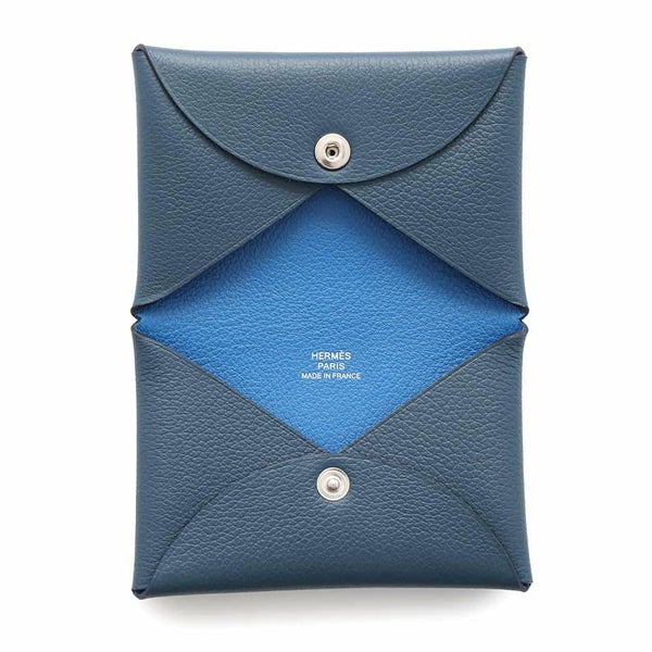 エルメス カードケース カルヴィ ヴェルソ ブルーゼリージュ/ヴェールシプレ エバーカラー B刻印