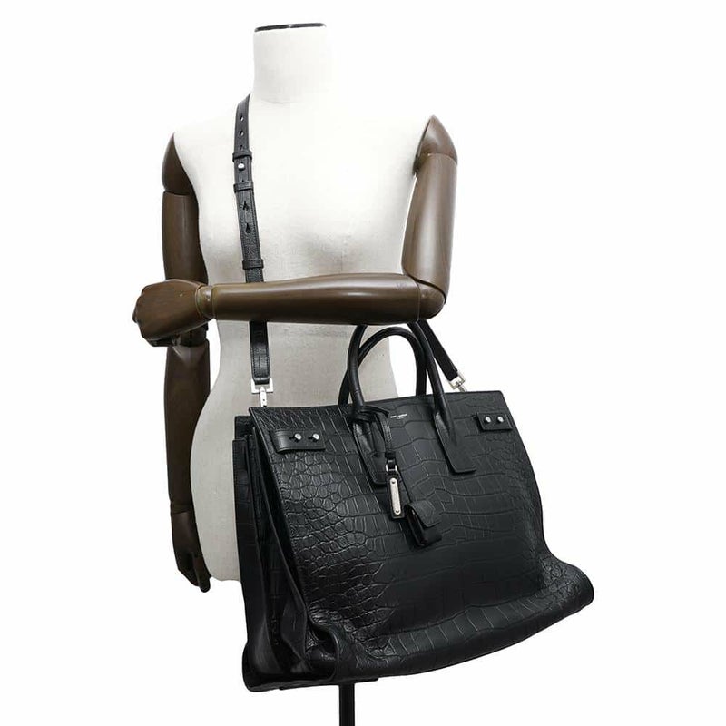 サンローランパリ トートバッグ サックドジュールスープル ラージ クロコ型押しレザー 478167 2way 黒