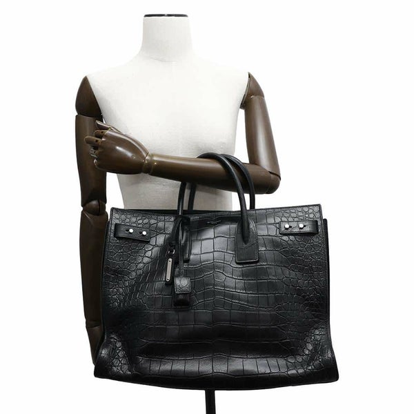 サンローランパリ トートバッグ サックドジュールスープル ラージ クロコ型押しレザー 478167 2way 黒