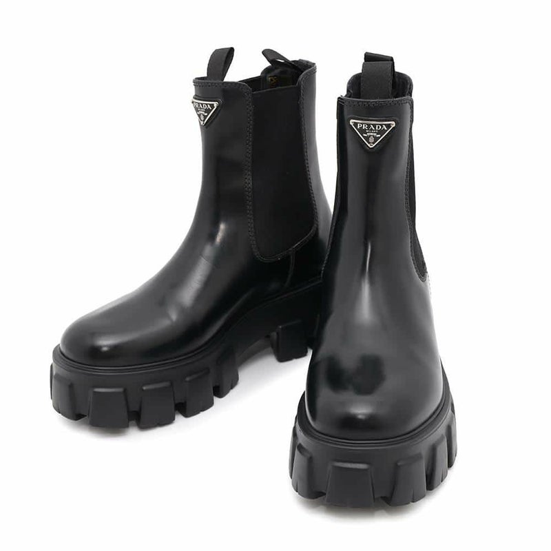 プラダ ブーツ モノリス チェルシー レディースサイズ37 2/1 1T256N PRADA 靴 黒