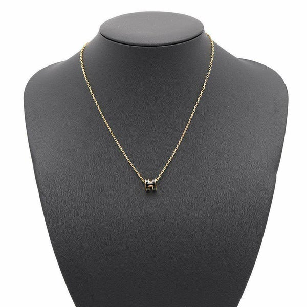 エルメス ネックレス ミニ・ポップアッシュ ブラック/ゴールド金具 HERMES アクセサリー 黒