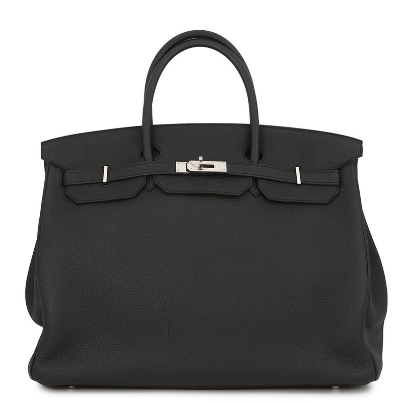 エルメス バーキン40 ブラック/シルバー金具 トゴ X刻印 HERMES Birkin ハンドバッグ 黒