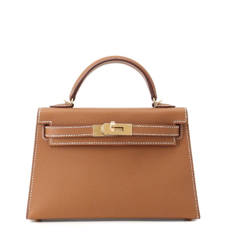 エルメス ハンドバッグ ミニケリー 外縫い ゴールド/ゴールド金具 エプソン G刻印 HERMES 2wayバッグ