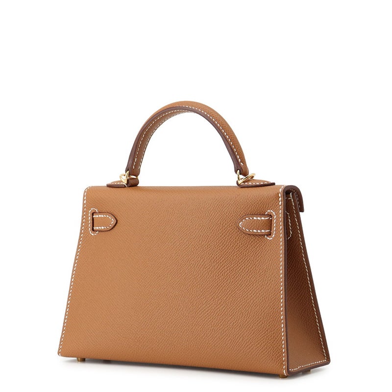 エルメス ハンドバッグ ミニケリー 外縫い ゴールド/ゴールド金具 エプソン G刻印 HERMES 2wayバッグ