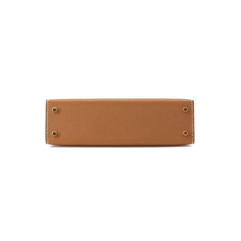 エルメス ハンドバッグ ミニケリー 外縫い ゴールド/ゴールド金具 エプソン G刻印 HERMES 2wayバッグ