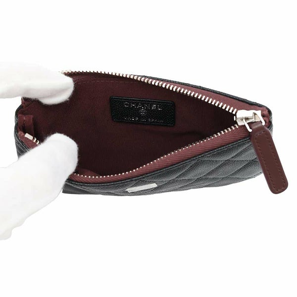 シャネル ミニポーチ マトラッセ ココマーク キャビアスキン A82365 CHANEL コインケース 小銭入れ 黒