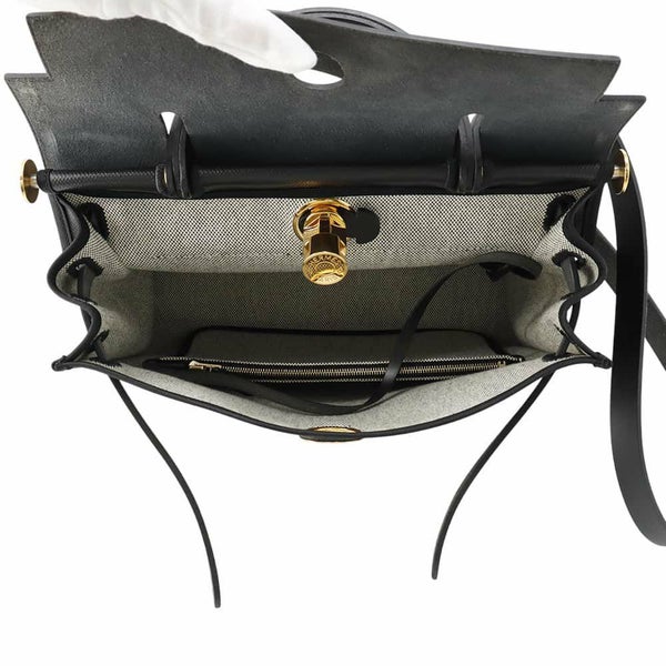 エルメス エールバッグジップPM ルトゥルネ ブラック/ゴールド金具トワルアッシュベルリンヌ/ヴァッシュハンター U刻印 黒