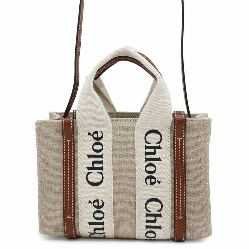 クロエ ハンドバッグ ウッディ トート ミニ キャンバス/カーフレザー CHC22AP237I2690U Chloe 2way