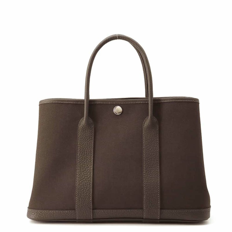 エルメス トートバッグ ガーデンパーティTPM エベンヌ/ヴェールブロンズ/シルバー金具 トワルアッシュ/ネゴンダ W刻印