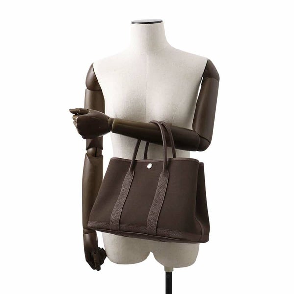 エルメス トートバッグ ガーデンパーティTPM エベンヌ/ヴェールブロンズ/シルバー金具 トワルアッシュ/ネゴンダ W刻印